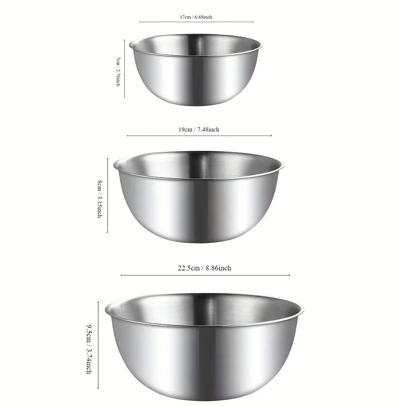Set med 3 Rostfria Bunkar – Perfekt för Bakning & Matlagning - metal bunkar